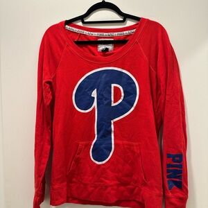 Victoria's Secret Phillies Red and Blue Crew Neck Sweater